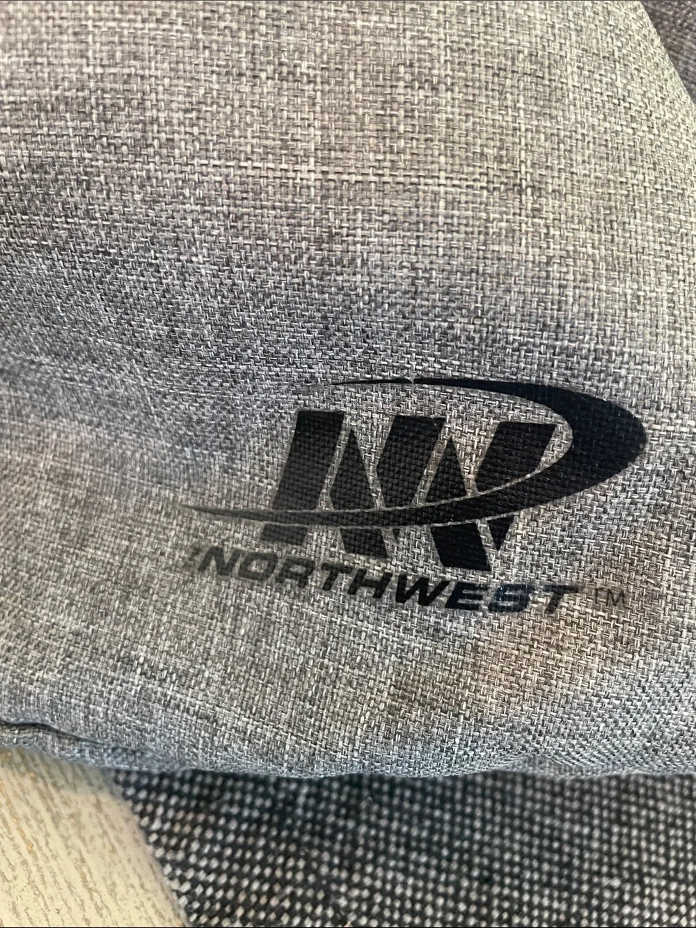 Northwest Gray Duffel Bag with Black Straps and Raiders Logo
